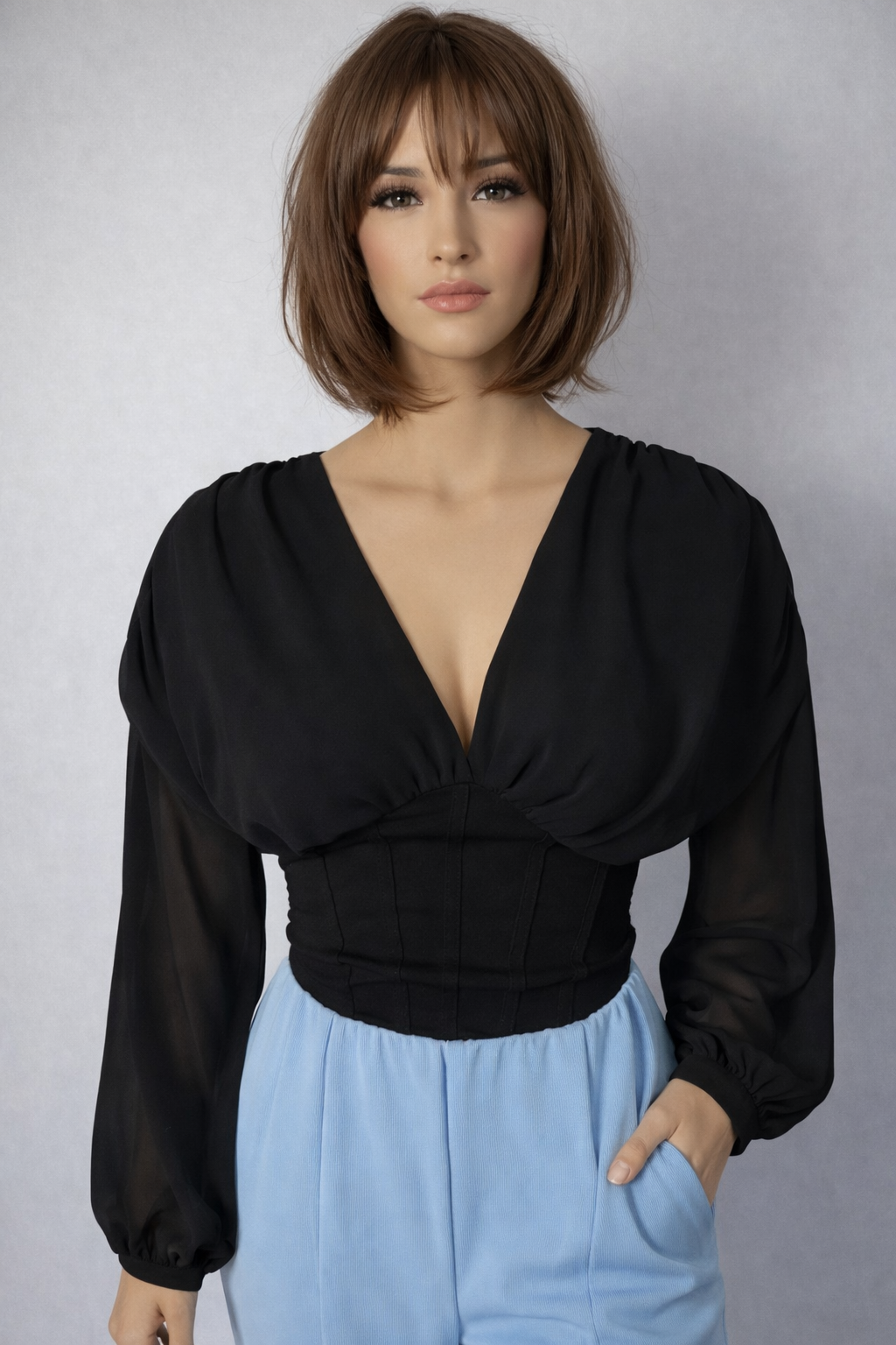 BLUZKA DAMSKA | CZARNA | ROZMIAR UNIWERSALNY | PRODUKCJA WŁOSKA