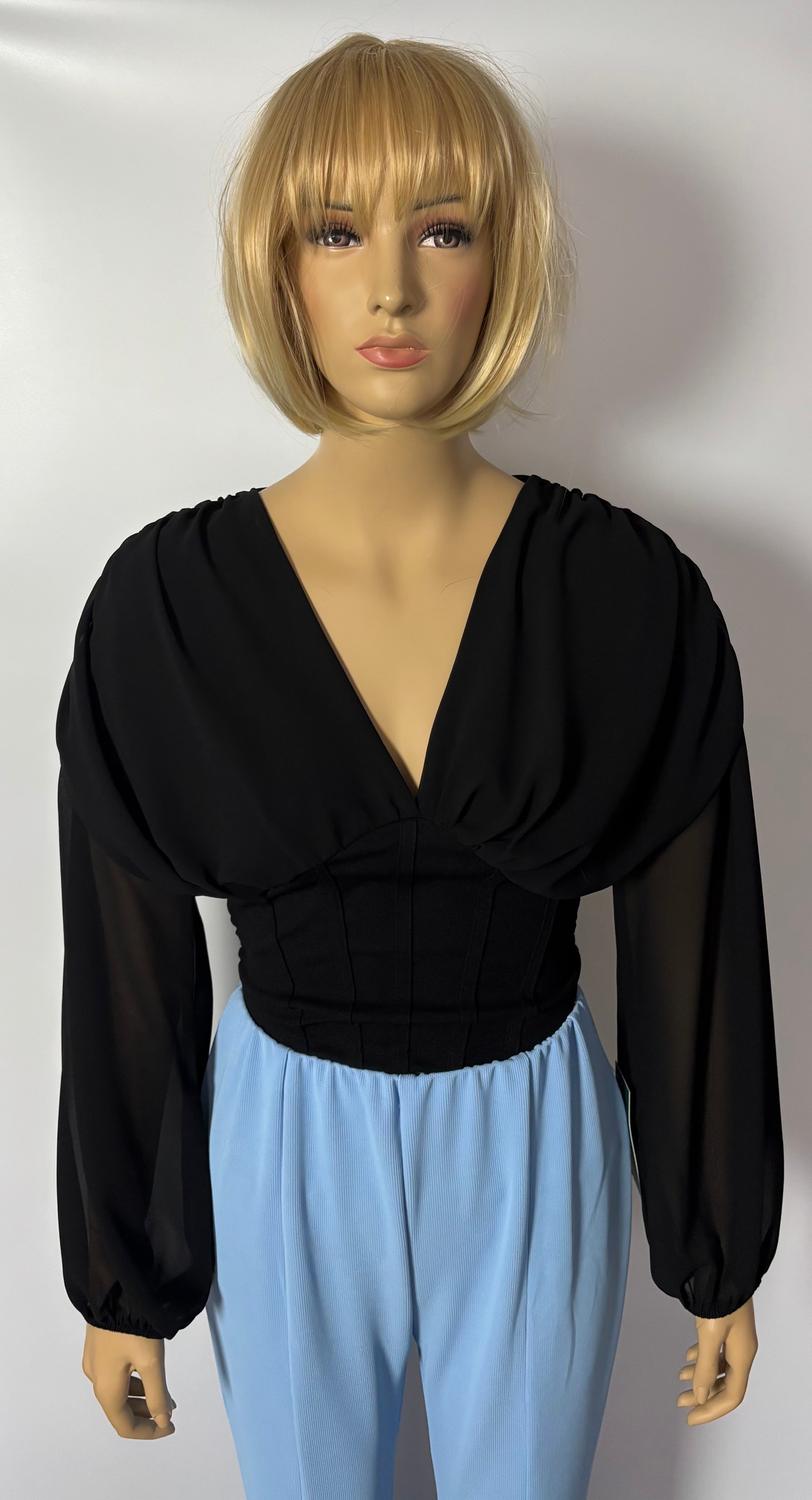 BLUZKA DAMSKA | CZARNA | ROZMIAR UNIWERSALNY | PRODUKCJA WŁOSKA