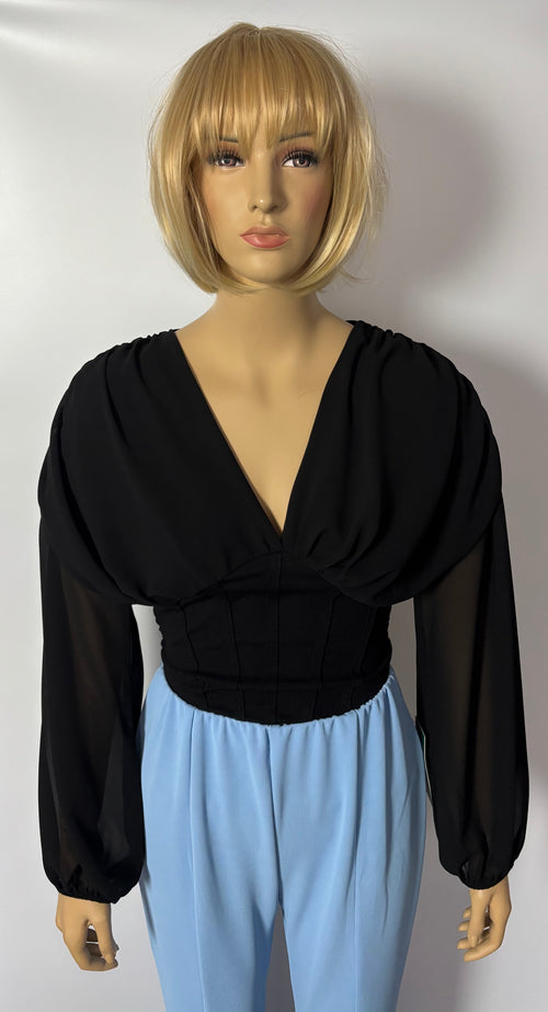 BLUZKA DAMSKA | CZARNA | ROZMIAR UNIWERSALNY | PRODUKCJA WŁOSKA