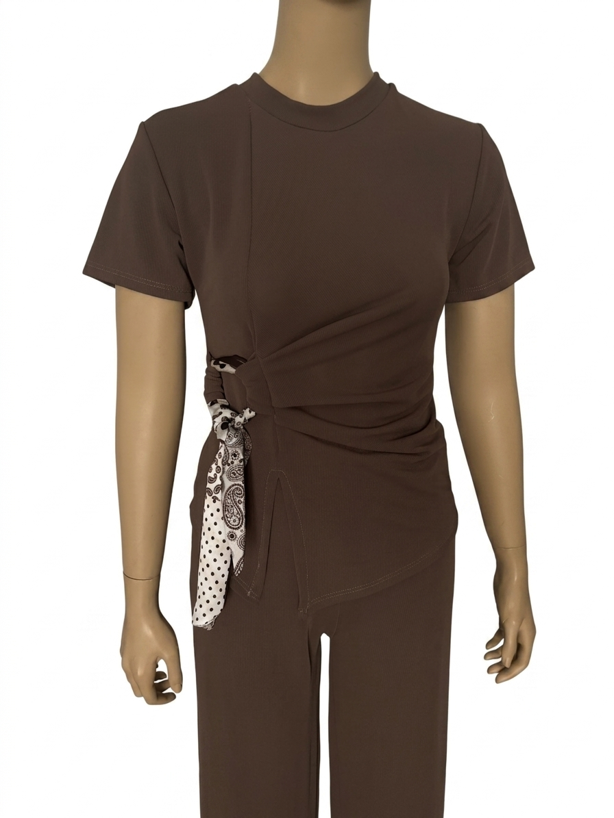 KOMPLET DAMSKI | BRĄZOWY | ROZMIAR UNIWERSALNY | PRODUKCJA WŁOSKA