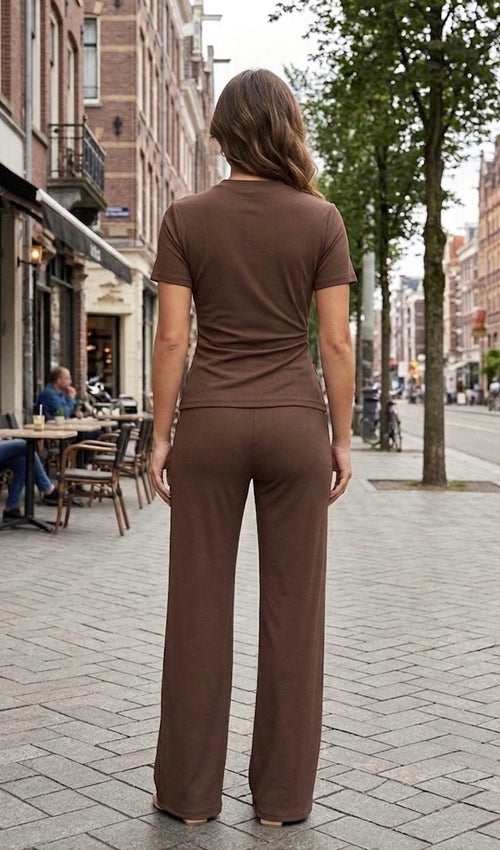 KOMPLET DAMSKI | BRĄZOWY | ROZMIAR UNIWERSALNY | PRODUKCJA WŁOSKA